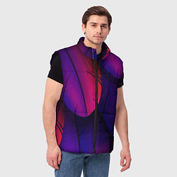 Мужской жилет Фиолетовые Перья, цвет: 3D-черный — фото 2