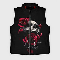 Мужской жилет ЧЕРЕП И РОЗЫ, цвет: 3D-красный
