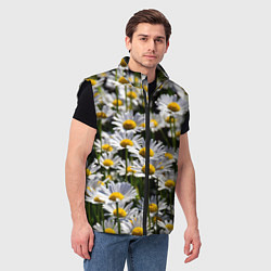Мужской жилет Ромашки, цвет: 3D-черный — фото 2