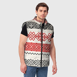 Мужской жилет Славянский узор красно-черный, цвет: 3D-светло-серый — фото 2