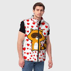 Мужской жилет Енот в сердечках, цвет: 3D-черный — фото 2