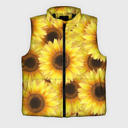 Мужской жилет Подсолнухи в поле, цвет: 3D-черный