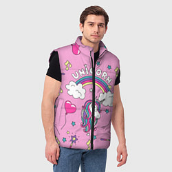 Мужской жилет Единорог Радужный, цвет: 3D-черный — фото 2