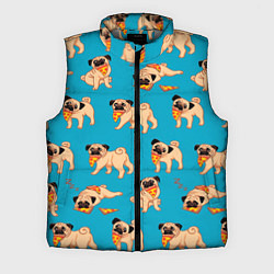 Мужской жилет Мопсы с пиццей, цвет: 3D-светло-серый