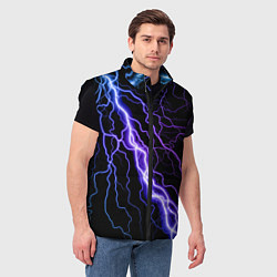 Мужской жилет НЕОНОВАЯ МОЛНИЯ ГРОЗА, цвет: 3D-черный — фото 2