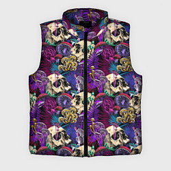 Мужской жилет Психоделика - черепа и грибы, цвет: 3D-черный