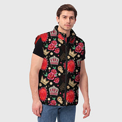 Мужской жилет Корона и розы, цвет: 3D-красный — фото 2