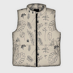 Мужской жилет Цветы и листья, цвет: 3D-светло-серый