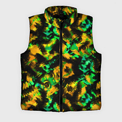 Мужской жилет Абстрактный желто-зеленый узор, цвет: 3D-черный
