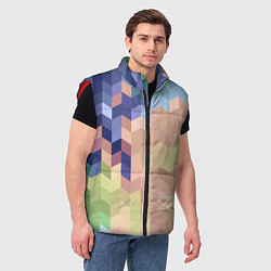 Мужской жилет Абстрактный бежево-синий узор, цвет: 3D-красный — фото 2