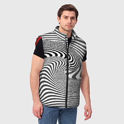 Мужской жилет Черно белый мозаичный узор, цвет: 3D-красный — фото 2