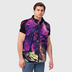 Мужской жилет ДЕРЕВО САКУРЫ, цвет: 3D-красный — фото 2