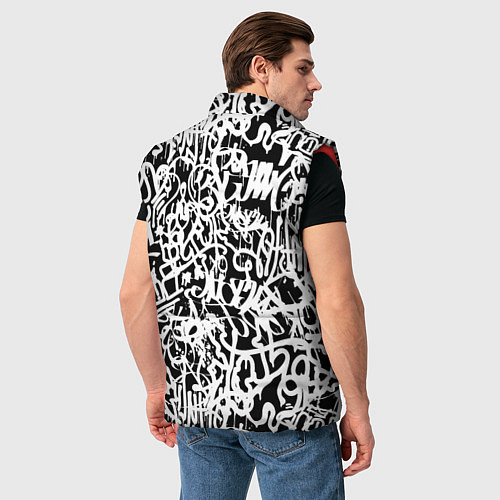 Мужской жилет Graffiti white on black / 3D-Красный – фото 4