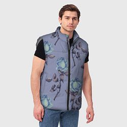 Мужской жилет Голубые розы, цвет: 3D-светло-серый — фото 2