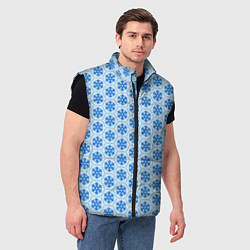 Мужской жилет Снежинки узоры снежные, цвет: 3D-черный — фото 2