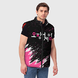 Мужской жилет ИГРА В КАЛЬМАРА БРЫЗГИ КРАСОК , ФИГУРЫ, цвет: 3D-красный — фото 2