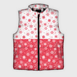 Мужской жилет Снежинки красно-белые, цвет: 3D-черный