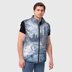 Мужской жилет СНЕЖНЫЙ ПЕЙЗАЖ, цвет: 3D-черный — фото 2