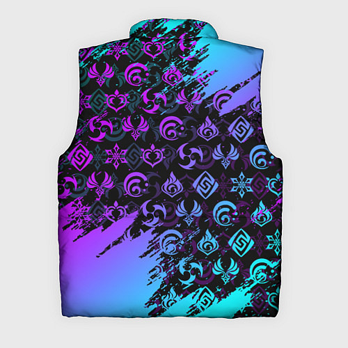 Мужской жилет GENSHIN NEON PATTERN SYMBOL НЕОН ЭМБЛЕМЫ / 3D-Черный – фото 2