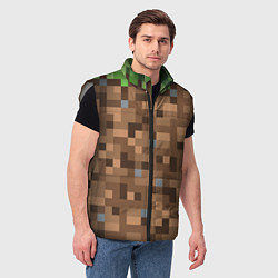 Мужской жилет ЗЕМЛЯ DIRT MINECRAFT, цвет: 3D-светло-серый — фото 2