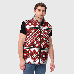 Мужской жилет Русский узор, геометрическая вышивка, цвет: 3D-черный — фото 2