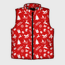 Мужской жилет НОВОГОДНИЙ УЗОР КРАСНО БЕЛЫЙ