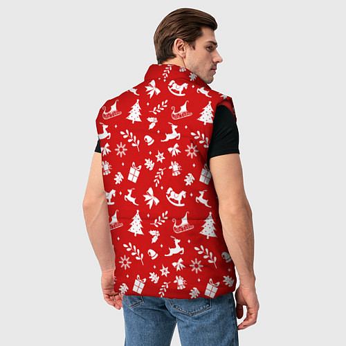Мужской жилет НОВОГОДНИЙ УЗОР КРАСНО БЕЛЫЙ / 3D-Красный – фото 4