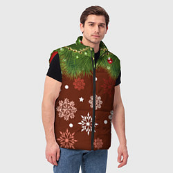 Мужской жилет Зимнее Настроение Елка, цвет: 3D-красный — фото 2