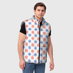 Мужской жилет Снежинки паттернsnowflakes pattern, цвет: 3D-светло-серый — фото 2