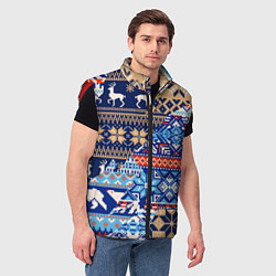 Мужской жилет НОВОГОДНИЙ УЗОР ОЛЕНИ И МЕДВЕДИ НОВЫЙ ГОД 2022, цвет: 3D-красный — фото 2