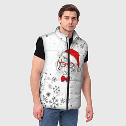 Мужской жилет Новогодний тигр летящие снежинки, цвет: 3D-черный — фото 2