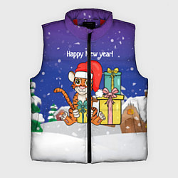 Мужской жилет Новый год 2022 - Тигр с подарками, цвет: 3D-красный