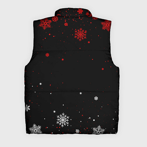 Мужской жилет КРАСНО БЕЛЫЕ СНЕЖИНКИ НА ЧЁРНОМ ФОНЕ / 3D-Черный – фото 2
