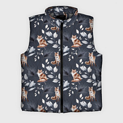 Мужской жилет Зимние лисички Акварельный рисунок узор, цвет: 3D-светло-серый