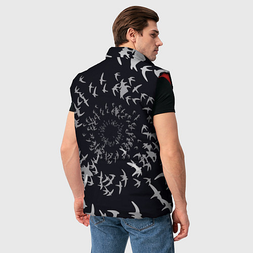 Мужской жилет Веер птиц / 3D-Красный – фото 4