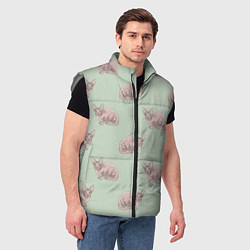 Мужской жилет Сфинкс коты паттерн, цвет: 3D-светло-серый — фото 2