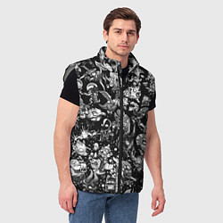 Мужской жилет DOTA 2 ВСЕ ПЕРСОНАЖИ ЧЁРНО БЕЛЫЙ, цвет: 3D-светло-серый — фото 2