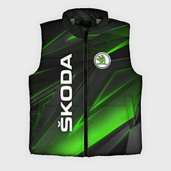 Мужской жилет SKODA GEOMETRY STRIPES GREEN NEON, цвет: 3D-светло-серый