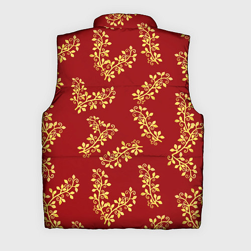 Мужской жилет Золотые веточки на ярко красном фоне / 3D-Светло-серый – фото 2