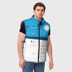 Мужской жилет Зимняя рыбалка на озере, цвет: 3D-красный — фото 2