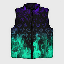 Мужской жилет НЕОНОВЫЙ ОГОНЬ ГЕНШИН ИМПАКТ СИМВОЛЫ, цвет: 3D-черный