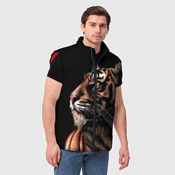 Мужской жилет Тигр в Темноте Взгляд Вверх, цвет: 3D-красный — фото 2