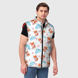 Мужской жилет Лисички и облачка, цвет: 3D-красный — фото 2