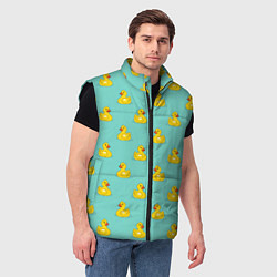 Мужской жилет Желтый утенок паттерн, цвет: 3D-черный — фото 2