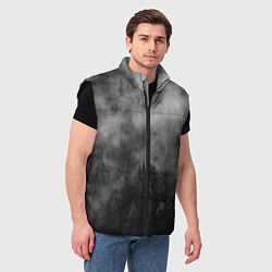 Мужской жилет ТУМАН НАД ЛЕСОМ МРАЧНО, цвет: 3D-черный — фото 2