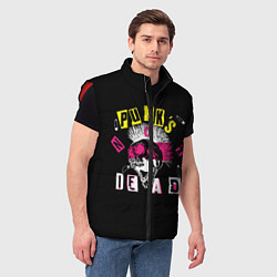 Мужской жилет PUNKS NOT DEAD ирокез, булавки, череп, цвет: 3D-красный — фото 2