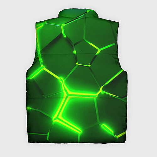 Мужской жилет 3D ПЛИТЫ НЕОН NEON GREEN HEXAGON РАЗЛОМ / 3D-Черный – фото 2