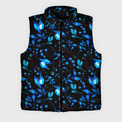 Мужской жилет Ночные синие листья, цвет: 3D-черный