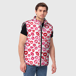 Мужской жилет Поцелуи Губы, цвет: 3D-светло-серый — фото 2