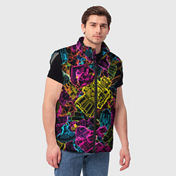 Мужской жилет Cyber space pattern Fashion 3022, цвет: 3D-светло-серый — фото 2